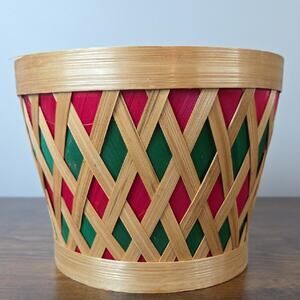 Festive Woven Basket with Red and Green Accents